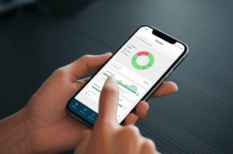 Controle Financeiro Digital Pessoa utilizando um aplicativo de controle financeiro no celular.