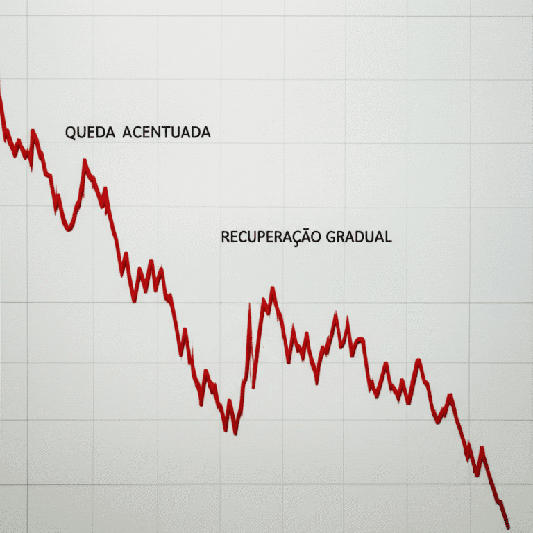 Análise de Cenários Financeiros Extremos Gráfico mostrando uma queda acentuada e recuperação gradual